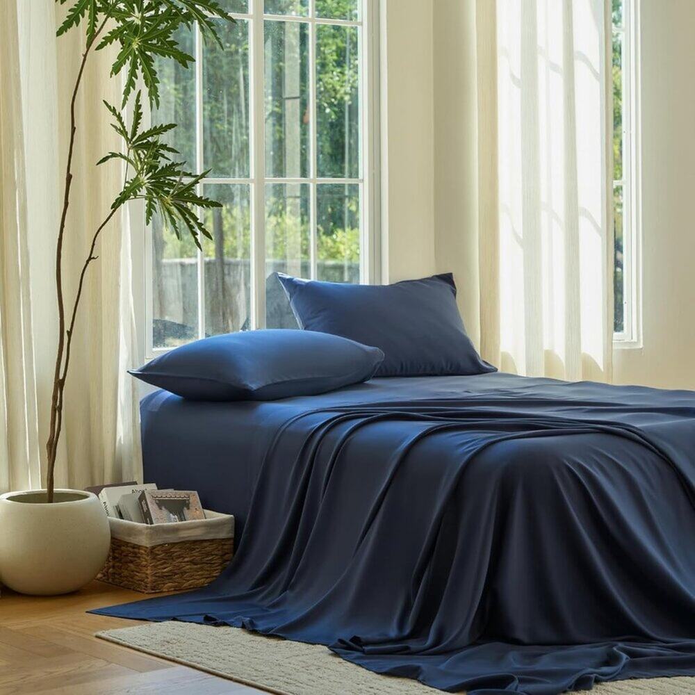NWT Sijo DOZ Bamboo Sheet Set 4 PC- 2 Pillowcases 2 Sheets Sapphire Blue Full